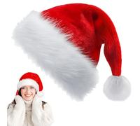 YAAVAAW Cappello Natale Donna Uomo,32 * 45cm Deluxe Peluche Cappello di Babbo Natale Rosso per Adulti Bambini,Unisex Cappelli Accessori Decorazioni Regali Festa Costume Morbido e Confortevole