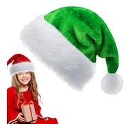 YAAVAAW Cappello Natale Donna Uomo,32 * 45cm Deluxe Peluche Cappello di Babbo Natale Verde per Adulti Bambini,Unisex Cappelli Accessori Decorazioni Regali Festa Costume Morbido e Confortevole