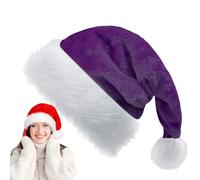YAAVAAW Cappello Natale Donna Uomo,32 * 45cm Deluxe Peluche Cappello di Babbo Natale Viola per Adulti Bambini,Unisex Cappelli Accessori Decorazioni Regali Festa Costume Morbido e Confortevole