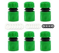 YAAVAAW Confezione da 6 connettori per tubo da giardino, raccordo rapido per estremità del tubo flessibile da 1/2", connettore rapido (viene fornito con 18 rondelle di ricambio)