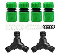 YAAVAAW Set di 6 connettori da giardino - Splitter per tubo flessibile a 2 vie e connettore terminale per tubo da 1/2"