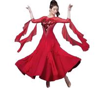 Yaaxinb Donne Moderno Valzer Danza Vestiti Ballo da Sala Ballo Grande Swing Gonna Tango Moderno Cha Cha Danza Lirica Costumi da Ballo,Rosso,XXL