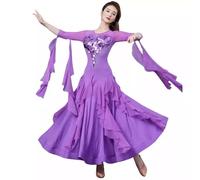 Yaaxinb Donne Moderno Valzer Danza Vestiti Ballo da Sala Ballo Grande Swing Gonna Tango Moderno Cha Cha Danza Lirica Costumi da Ballo,Light Purple,XL