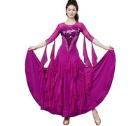 Yaaxinb Donne Moderno Valzer Danza Vestiti Ballo da Sala Ballo Grande Swing Gonna Tango Moderno Cha Cha Danza Lirica Costumi da Ballo,Viola,XXL