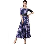 Yaaxinb Per Donna Leopardo Valzer da Sala Tango Salsa Abito da Ballo Cha Cha Moderno Flamenco Danza lirica Grande Gonna Swing,Viola,L