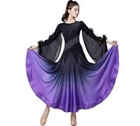 Yaaxinb Per Donna Vestito da Ballo Liscio Valzer Moderno Cha Cha Tango Vestiti da Ballo Salsa Lirica Flamenco Grande Gonna Swing,Viola,L