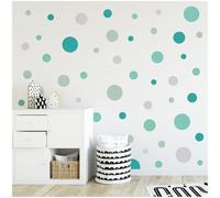 yabaduu - 100 pois adesivi da parete, per cameretta dei bambini, autoadesivi, per ragazzi e ragazze, decorazione, pellicola adesiva, pastello (Y035-7 menta-turchese-grigio)