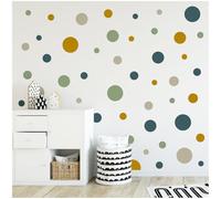 yabaduu - Set di 120 adesivi a pois, adesivi da parete per cameretta dei bambini, autoadesivi, per ragazzi e ragazze, decorazione, pellicola adesiva, pastello (Y068-3 blu-verde-senape-beige)