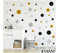 yabaduu - Set di 120 adesivi a pois, per cameretta dei bambini, autoadesivi, per ragazzi e ragazze, decorazione, pellicola adesiva, pastello (Y068-6 nero-grigio-senape)