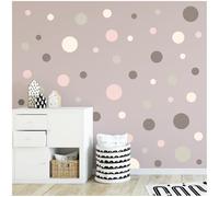 yabaduu Set di cerchi 120 pezzi punti adesivi da parete cameretta bambini camera da letto cameretta neonato adesivi pellicola decorazione autoadesivi per maschio femmina pastello Y068 (Y068-09 grigio