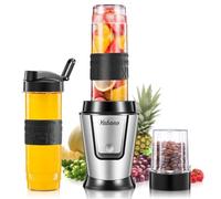Yabano Frullatore personale, 500 W, con 2 bottiglie da viaggio da 600 ml e barattolo per caffè/spezie, shaker portatile per frullati proteici, frullatore monodose per frullati e frullati, sport
