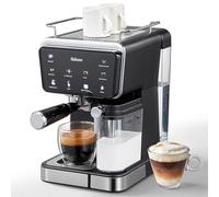 Yabano Macchina per caffè espresso 20 bar con montalatte automatico da 500 ml, 6 bevande, moderno display touch screen a colori, serbatoio dell'acqua da 1,5 l, caffettiera cappuccino e latte, 1450 W