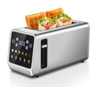Yabano Tostapane digitale intelligente con touch screen, funzione memoria, tostatura singola, timer, riscaldamento e scongelamento per bagel, pane, waffle, muffin, acciaio inox