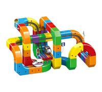 Yabauuop Set Di Treni Elettrici - Pista Da Corsa Flessibile, Set Di Piste Per Treni Con Layout 3D Incorporati Per Bambini, Auto Motorizzata Che sf-ida La Gravità, tr-eno Magnetico A Cubo Ferroviario