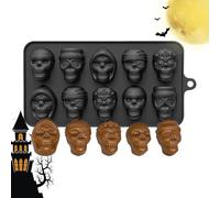 Yabauuop Stampo In Silicone Teschio,Stampo Silicone 10 Cavità Per Torte Halloween - Utensile Cucina Per Dolci Cioccolato Snack Decorazione,Per Creare Pasticcini E Dessert