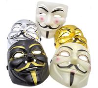 Yabber Maschera V for Vendetta [5 pezzi] colori come mostrato - ideale per costumi di Halloween (Anonymous/Guy Fawkes) - Maschera da uomo (nero/bianco/oro/argento/marrone chiaro)