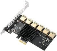 YABOANG 1 a 6 Riser Scheda, PCI-E 1X Splitter a Esterno 6 PCI-e USB 3.0 Scheda Moltiplicatore Adattatore per ETH Miner GPU Crypto Bitcoin Ethereum Mining Rig