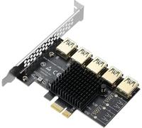 YABOANG Scheda Riser da 1 a 5, splitter PCI-E 1X a scheda esterna 5 PCI-e USB 3.0 Adattatore moltiplicatore per minatore ETH Miner crittografato da GPU Bitcoin Ethereum