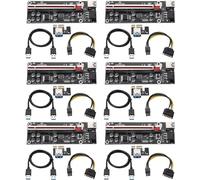 YABOANG Ver009S-plus PCI-E Riser da 16x a 1x per Bitcoin ETH Coin Mining, Scheda Adattatore Riser Alimentato, 8 Condensatori Fissi, Cavo di Criptovaluta GPU con Cavo di Alimentazione USB-6 Pezzi