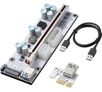 YABOANG VER010-X Scheda di estensione grafica Riser PCIE da 1X a 16X con cavo USB 3.0 da 0,6 m + interfaccia SATA 6PIN + 8 condensatori solidi, scheda adattatore GPU Extender Riser