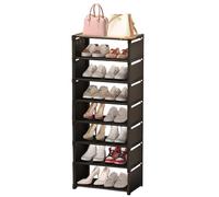 Yabound Scarpiera con 8 ripiani, verticale e stretta, struttura in metallo, ripiani in tessuto non tessuto, organizer per scarpe, stabile scarpiera per corridoio, camera da letto, ingresso (nero)