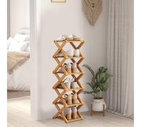 Yabound Scarpiera in bambù, alta e sottile, per corridoio, soggiorno, camera da letto, organizer per scarpe per 6-8 paia di scarpe, risparmio di spazio (sesto piano)