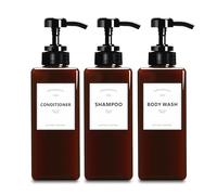 YACEYACE Dispenser per shampoo e balsamo per doccia, set di 3 bottiglie da doccia ricaricabili da 623,7 g, dispenser per shampoo, per bagno, cucina