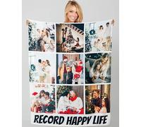 Yacheng Coperta Personalizzata,Coperta Personalizzabile Con Collage Di Foto E Testo In Flanella,Adatta Per Adulti E Bambini,Regalo Personalizzato Per Famiglia,Amici E Animali Domestici (9 Foto)
