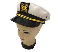 Yacht Sailor Gold White Hat Cap Boat Navy Caps Kitchen Hat, bianco, Taglia unica