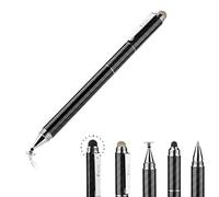 Yacig Pennino capacitivo 4 in 1 ad alta sensibilità e precisione touch screen penna a disco trasparente, punta in gomma nera e punta in fibra di rete, compatibile con dispositivo touch screen
