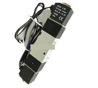 YACODLUL Elettrovalvola pneumatica 4V120-M5 4V120-06 Doppia Bobina Porta M5 Valvola di Controllo a 5/2 Vie con Cavo di Collegamento Tipo di Spina Luce LED Rossa(M5,DC24V_Wire Lead Type)