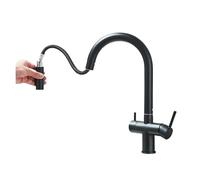YACODLUL Rubinetto da Cucina con Filtro for Acqua, doccetta Estraibile, Miscelatore for Acqua Calda/Fredda con Rotazione a 360°, Controllo a Doppia Maniglia(Brushed Nickel)