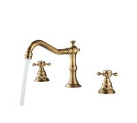 YACODLUL Rubinetto del bagno 3 fori rubinetto del bacino rubinetto del ponte rubinetto dell'acqua calda fredda doppio controllo maniglie del lavandino del bacino rubinetti miscelatore (D oro)