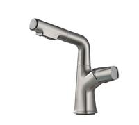 YACODLUL Rubinetto for lavandino del Bagno con spruzzatore a Flusso Elevato, Miscelatore for Acqua Calda e Fredda, Rubinetto for Bagno con Rotazione a 360°(Brushed Grey Color)