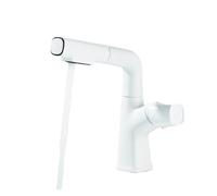 YACODLUL Rubinetto for lavandino del Bagno con spruzzatore a Flusso Elevato, Miscelatore for Acqua Calda e Fredda, Rubinetto for Bagno con Rotazione a 360°(White Color)