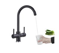 YACODLUL Rubinetto for lavello Curvo con Doppio spruzzatore for Acqua Potabile, Filtro da Cucina, Rotazione a 360°(Matte Black)