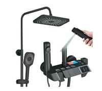 YACODLUL Set Doccia Rubinetti for Bagno Intelligenti in Ottone Rubinetto a Cascata Caldo/Freddo Sistema Doccia a Pioggia(Black A)
