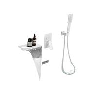 YACODLUL Set Rubinetto for Vasca da Bagno a Cascata con Pulsante, Miscelatore for Vasca da Parete con doccetta, Set Rubinetto for Doccia in Ottone con Maniglia Singola(1)