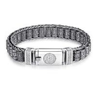 Yacriso Bracciale Ruota della Preghiera a Sei Caratteri, Bracciale di ispirazione tibetana con Sei Caratteri della Verità, Braccialetti vintage da uomo con protezione e fortuna (18cm/7in)