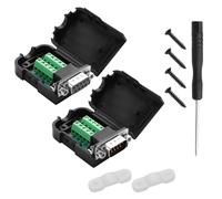 YACSEJAO 1 Coppia Connettore Breakout DB9 RS232 D-SUB 9 pin porta maschio+femmina seriale adattatore senza saldatura connettore terminale modulo segnale con custodia (B, Dado)