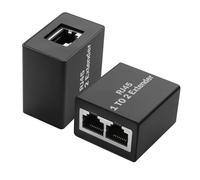 YACSEJAO 2 adattatori splitter Ethernet da 1 a 2 RJ45 di rete Extender splitter da femmina a doppia femmina LAN connettore per Cat5e/Cat6/Cat8 (si prega di utilizzare in coppia)