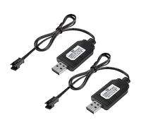 YACSEJAO 2 Pack Cavo di ricarica USB con spina SM-2P Compatibile con batterie LiPo 7,4V 1000mA per droni RC Veicolo Buggy Auto Camion Barca