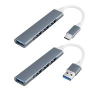 YACSEJAO 2 x hub USB, ultra sottile, 4 porte tipo C a 3 USB + USB a USB Expander Adapter Multiple USB Port Expander Hub dati Hub per laptop, tastiera, mouse, Mac, Flash Drive, Mobile HDD, YA-0DU6