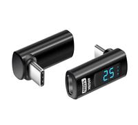 YACSEJAO Adattatore a forma di L USB C con display a LED, 140 W, 40 Gbps, 90 gradi, USB tipo C, maschio a femmina, carica rapida, indicatore di monitoraggio, tester