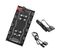 YACSEJAO Case Fan Hub, 12 V 4 Pin PWM + RGB 2 in 1 Controller con SATA Power CPU Cooling Fan indirizzabile illuminazione RGB per computer 4 pin RGB LED Cooling Fan