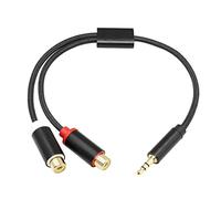 YACSEJAO - Cavo da RCA a 3,5 mm con jack stereo da 1/8 a 2RCA femmina, splitter a Y, placcato oro, per smartphone, tablet, MP3, home theater, altoparlanti, HDTV