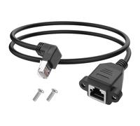 YACSEJAO Cavo di prolunga Ethernet RJ45 a 90 gradi con montaggio a pannello a vite Cavo patch di rete Ethernet schermato Cat5e/Cat5 RJ45 da maschio a femmina 60 cm (Verso l'alto)
