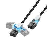 YACSEJAO Cavo Ethernet girevole Cat6 non schermato, connettore RJ45 rotante a 180 gradi, 10 Gbps, con rivestimento in PVC ultra flessibile per spazi ristretti (A, 0,5 m)