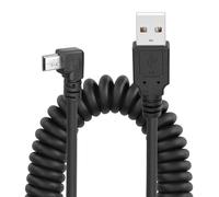 YACSEJAO Cavo mini USB a spirale, cavo USB 2.0 a 90 gradi Mini B per la sincronizzazione dei dati e il caricabatterie per stampanti, fotocamere, mouse, telefoni cellulari (dritto a sinistra)