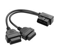 YACSEJAO Cavo splitter OBD2 a 16 pin, 1 FT/30 cm, 90 gradi OBDII maschio a doppia femmina, prolunga diagnostica per auto